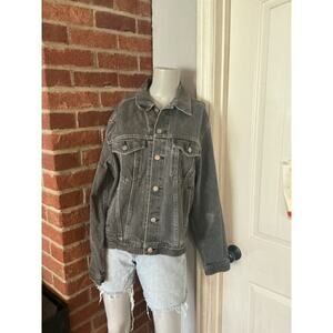 Vintage 80s 90s Bristol Blue Denim Jacket; Black denim Acid wash Men’s L Retro